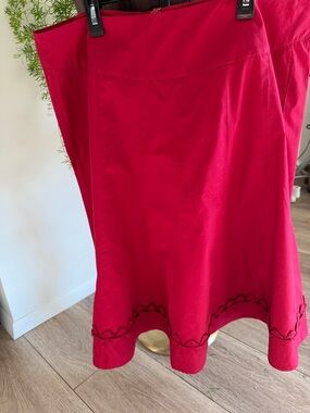 Allison Taylor Red A-Line Skirt with Decorative Hem Trim